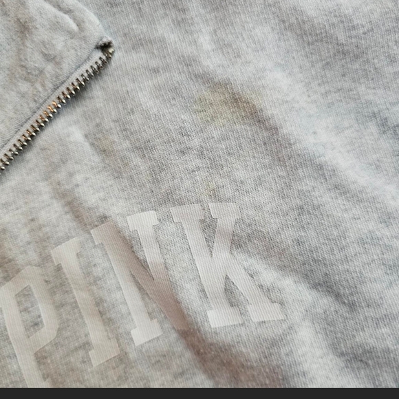 PINK Victoria's Secret Light Gray Quarter Zip Jacket - Picture 3 of 6